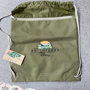 NWT Adventures by Disney Drawstring Tote Bag Olive Green Eco Choice by Gemline